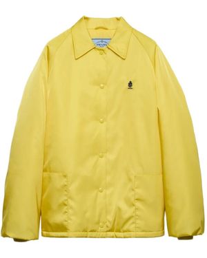 Prada Jacke Mit Logo-Stickerei - Gelb