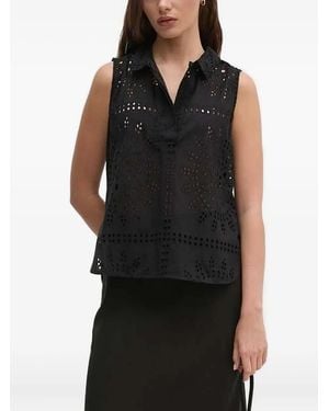 Sandro Ferrone Blusa sin mangas con ojales bordados - Negro
