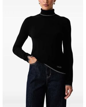 Liu Jo Turtleneck Jumper With Profili Lurex - Black