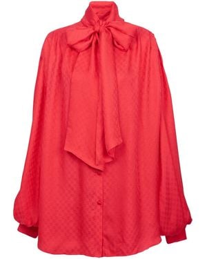 Balmain モノグラム シルクシャツ - レッド