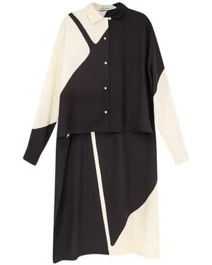 Alberta Ferretti Graphic-Print Asymmetric Shirt - Black