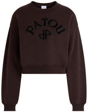 Patou Logo-Patch Cropped Sweater - Black