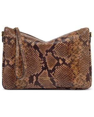 Gianni Chiarini Nora Snake-Effect Leather Clutch Bag - Brown