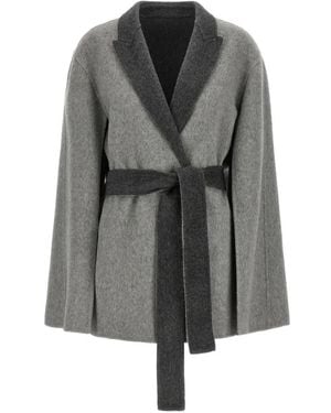 Alberta Ferretti Cardigan Ceinturé À Manches Cape - Gray