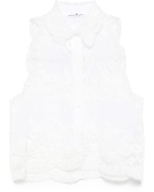 Ermanno Scervino Floral-Embroidered Tank Top - White