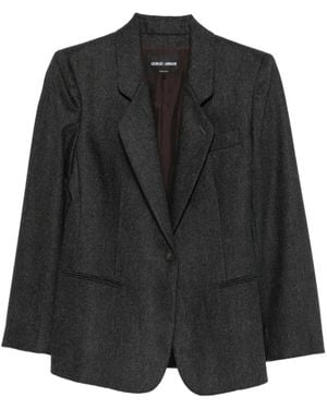Giorgio Armani Single-Breasted Notched-Lapel Blazer - Black