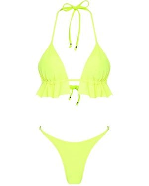 Amir Slama Ruffled Triangle Bikini - Yellow
