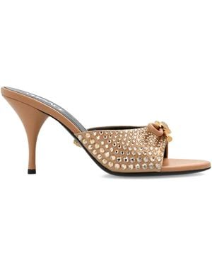 Versace 85Mm Opera Embellished Bow Sandals - Natural