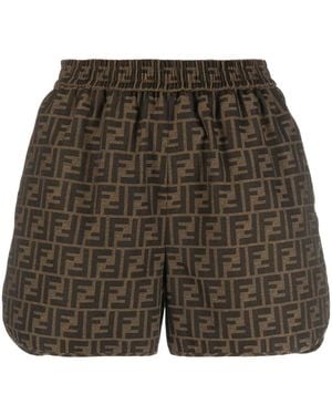 Fendi Ff Canvas Shorts - Green
