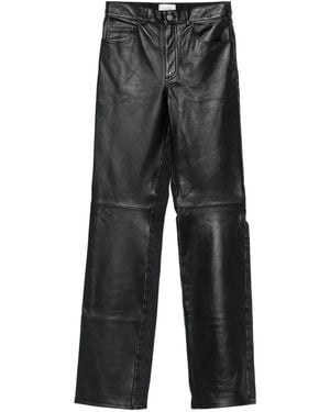 Haikure Leather-Panel Trousers - Grey