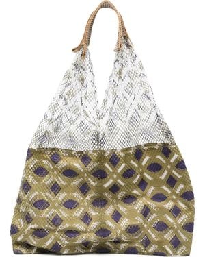 Epice Mesh-Panel Geometric Tote Bag - White