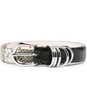DEHANCHE Hollyhock Snakeskin-Effect Croc-Effect Belt - White