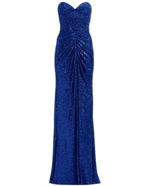 Elie Saab Sequin-Embellished Draped Maxi Dress - Blue