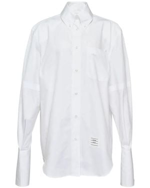 Thom Browne Button-Down Armbands Shirt Dress - White