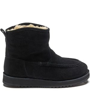 Suicoke Suede Shearling Boots - Black