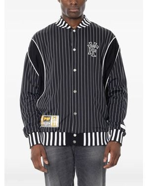 PDF Doc 2 Pinstripe Bomber Jacket - Blue