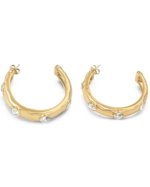 Guess Mamounia Crystal-Embellished Hammered Hoop Earrings - Metallic