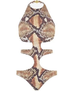 Roberto Cavalli パイソン ワンピース水着 - ホワイト