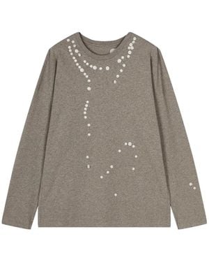 JNBY Pearl-Embellished Long-Sleeved T-Shirt - Grey