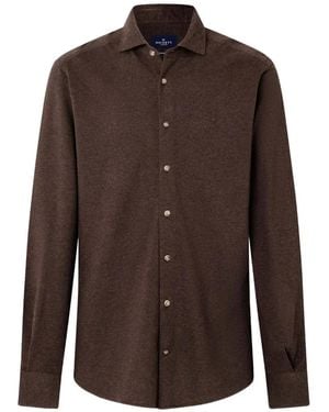 Hackett Jersey-Piqué Buttoned Shirt - Brown