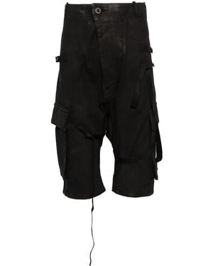 Boris Bidjan Saberi Stonewashed Cargo Track Shorts - Black