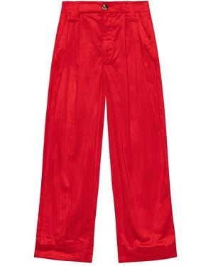 Ganni Pleated Corduroy Trousers - Red