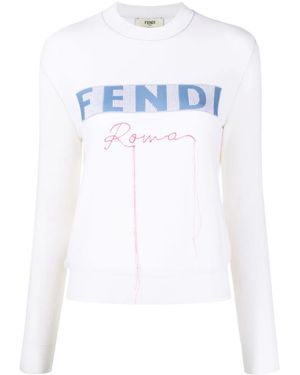 Fendi ジャカードロゴ セーター - ホワイト