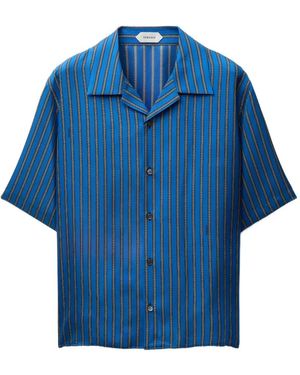 Versace Printed Silk Twill Shirt - Blue