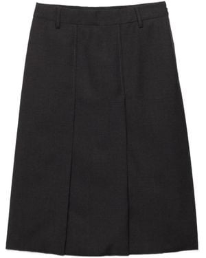 Prada Grisaille Pleated Midi Skirt - Black