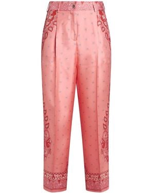 Etro Paisley-Print Silk Trousers - Red