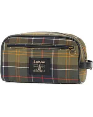 Barbour チェック トラベルポーチ - グレー