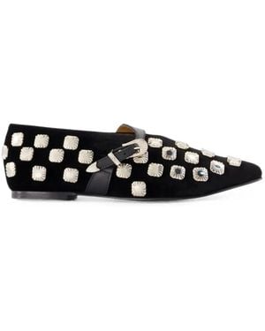 Toga Embellished Buckled Ballet Flats - White