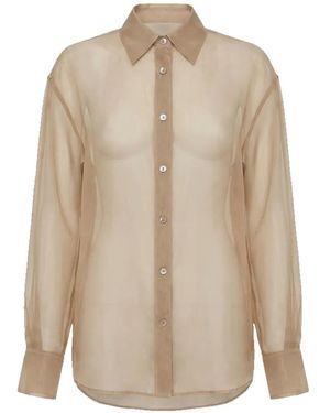 Frankie Shop Peri Sheer Button-Up Shirt - Natural