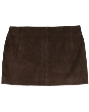 Nour Hammour Minijupe Avery En Daim - Marron
