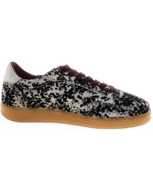 Voile Blanche Olivia Court Leopard-Print Leather Sneakers - Black