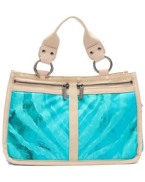 Roberto Cavalli Roma Watercolour-Print Tote Bag - Blue