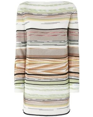 Missoni Striped-Pattern Long-Sleeved Mini Dress - White