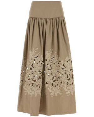 Agnona Floral Cut-Out Skirt - Natural
