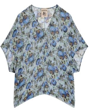 Semicouture Blouse Placida À Imprimé Floral Et Col V - Blue