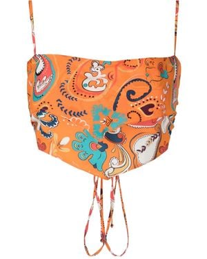 Amir Slama Top Crop Con Stampa Grafica - Arancione