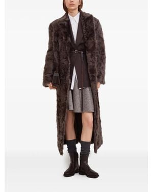 Brunello Cucinelli Herringbone Wool Skirt - Brown