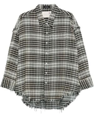 R13 Frayed Plaid Shirt - Gray