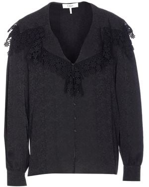 Chloé Lace-Trim Long-Sleeve Blouse - Blue