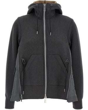 Sacai Sponge Grijze Hoodie - Zwart