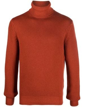 Dell'Oglio Roll-Neck Ribbed-Knit Jumper - Red