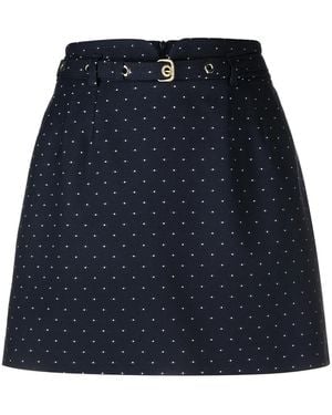 RED Valentino Dotted High-Waisted Belted Skort - Blue