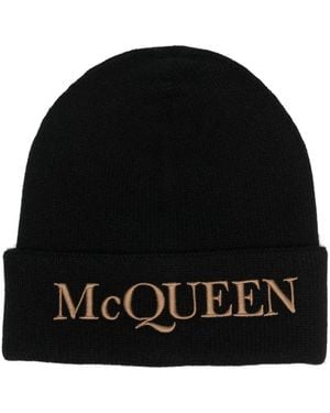 McQueen Bonnet Nervuré À Logo Brodé - Noir