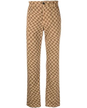 Incotex Check Pattern Straight Trousers - Natural
