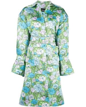Quinn Robe Évasée À Fleurs - Bleu