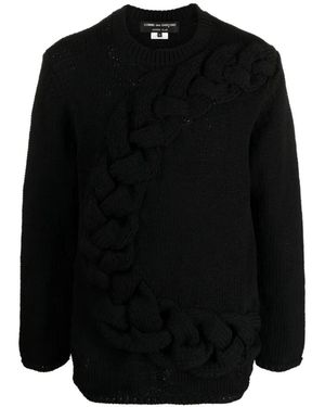 Homme Plissé Issey Miyake Cable-Knit Crew-Neck Jumper - Black